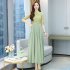 Summer Cheongsam Dress For Women Retro Stand Collar Midi Skirt Large Size Large Swing Dress p02 green L