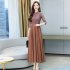 Summer Cheongsam Dress For Women Retro Stand Collar Midi Skirt Large Size Large Swing Dress p02 green L