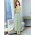 Summer Cheongsam Dress For Women Retro Stand Collar Midi Skirt Large Size Large Swing Dress p02 green L
