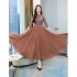 Summer Cheongsam Dress For Women Retro Stand Collar Midi Skirt Large Size Large Swing Dress p02 camel 3XL