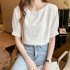 Summer Chiffon Blouse For Women Fashion Simple Solid Color Half Sleeves Tops Sweet Round Neck Loose T shirt Pink M