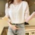 Summer Chiffon Blouse For Women Fashion Simple Solid Color Half Sleeves Tops Sweet Round Neck Loose T shirt Pink M