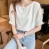 Summer Chiffon Blouse For Women Fashion Simple Solid Color Half Sleeves Tops Sweet Round Neck Loose T shirt Pink M
