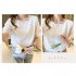 Summer Chiffon Blouse For Women Fashion Simple Solid Color Half Sleeves Tops Sweet Round Neck Loose T shirt Pink XL