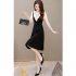 Summer Chiffon V Neck Dress For Women Short Sleeves Slim Fit A line Skirt Large Size Casual Sweet Dress apricot L