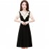 Summer Chiffon V Neck Dress For Women Short Sleeves Slim Fit A line Skirt Large Size Casual Sweet Dress apricot 3XL