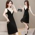 Summer Chiffon V Neck Dress For Women Short Sleeves Slim Fit A line Skirt Large Size Casual Sweet Dress apricot 2XL