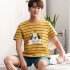 Summer Couples Sleepwear Set Strips Shirt Shorts Plus Size Home Wear for Man and Woman Couples 9 Men L