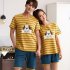 Summer Couples Sleepwear Set Strips Shirt Shorts Plus Size Home Wear for Man and Woman Couples 9 Men L