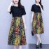 Summer Dress For Women Fashion Large Size Loose Midi Skirt With Pockets Round Neck Large Swing Casual Dress green XL