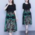 Summer Dress For Women Fashion Large Size Loose Midi Skirt With Pockets Round Neck Large Swing Casual Dress green XL