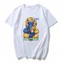 Summer Fashion Popular Cotton KAWS Cartoon Printing Short Sleeve T shirt for Couples KAWS 3  black M
