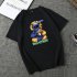 Summer Fashion Popular Cotton KAWS Cartoon Printing Short Sleeve T shirt for Couples KAWS 1  black L