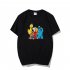 Summer Fashion Popular Cotton KAWS Cartoon Printing Short Sleeve T shirt for Couples KAWS 1  black L