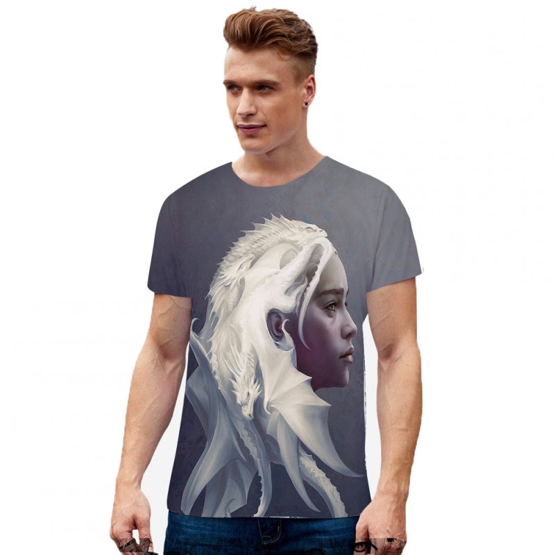 Summer Fashion Short Sleeve Game of Thrones 3D Digital Printing T-shirt for Men Women C style_L