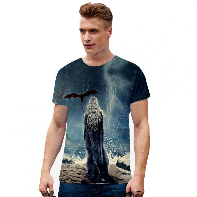 Summer Fashion Short Sleeve Game of Thrones 3D Digital Printing T-shirt for Men Women F style_S