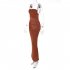 Summer Fashion Sling Dress For Women Solid Color Lace up Middle Waist Dress Sexy Backless Slim Fit Mid length Skirt brown S