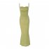 Summer Fashion Sling Dress For Women Solid Color Lace up Middle Waist Dress Sexy Backless Slim Fit Mid length Skirt brown M
