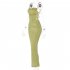 Summer Fashion Sling Dress For Women Solid Color Lace up Middle Waist Dress Sexy Backless Slim Fit Mid length Skirt sky blue S