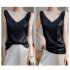 Summer French Camisole V neck Jacquard Satin Slim Fit Solid Color Tank Top For Women champagne M