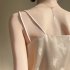 Summer French Camisole V neck Jacquard Satin Slim Fit Solid Color Tank Top For Women champagne M