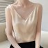 Summer French Camisole V neck Jacquard Satin Slim Fit Solid Color Tank Top For Women champagne M
