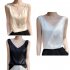Summer French Camisole V neck Jacquard Satin Slim Fit Solid Color Tank Top For Women White L