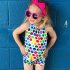 Summer Girls One piece Swimsuit Cute Colorful Printing Sleeveless Swimwear For 2 8 Years Old Children color 6 7years L