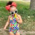 Summer Girls One piece Swimsuit Cute Colorful Printing Sleeveless Swimwear For 2 8 Years Old Children color 6 7years L