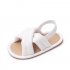 Summer Girls Sandals Anti slip Soft Sole Breathable First Walkers Shoes Pu Leather Low Top Toddler Shoes White 6 9M sole length 12cm