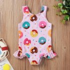 Summer Kids Swimsuit Cartoon Crab Donut Printing Breathable Quick-drying Swimwear For 0-3 Years Old Girls pink donut 6-12M 80CM