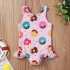 Summer Kids Swimsuit Cartoon Crab Donut Printing Breathable Quick drying Swimwear For 0 3 Years Old Girls pink donut 1 2Y 90CM