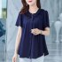 Summer Large Size Blouse For Women Short Sleeves Loose Chiffon Shirt Simple Solid Color Elegant Cardigan Tops red S