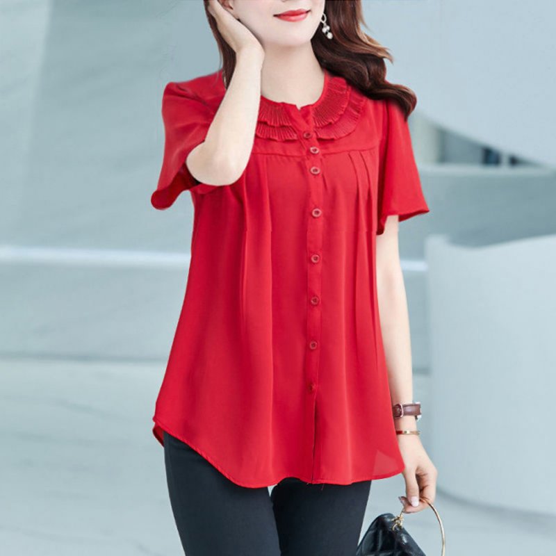 red chiffon blouse plus size