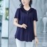 Summer Large Size Blouse For Women Short Sleeves Loose Chiffon Shirt Simple Solid Color Elegant Cardigan Tops green M
