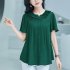 Summer Large Size Blouse For Women Short Sleeves Loose Chiffon Shirt Simple Solid Color Elegant Cardigan Tops green M