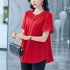 Summer Large Size Blouse For Women Short Sleeves Loose Chiffon Shirt Simple Solid Color Elegant Cardigan Tops green M
