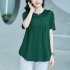 Summer Large Size Blouse For Women Short Sleeves Loose Chiffon Shirt Simple Solid Color Elegant Cardigan Tops blue S