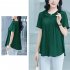 Summer Large Size Blouse For Women Short Sleeves Loose Chiffon Shirt Simple Solid Color Elegant Cardigan Tops blue M