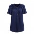Summer Large Size Blouse For Women Short Sleeves Loose Chiffon Shirt Simple Solid Color Elegant Cardigan Tops blue M