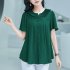 Summer Large Size Blouse For Women Short Sleeves Loose Chiffon Shirt Simple Solid Color Elegant Cardigan Tops blue M