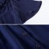 Summer Large Size Blouse For Women Short Sleeves Loose Chiffon Shirt Simple Solid Color Elegant Cardigan Tops blue M