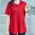 Summer Large Size Blouse For Women Short Sleeves Loose Chiffon Shirt Simple Solid Color Elegant Cardigan Tops blue S