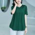 Summer Large Size Blouse For Women Short Sleeves Loose Chiffon Shirt Simple Solid Color Elegant Cardigan Tops blue M
