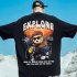 Summer Large Size Loose T shirt For Men Half Sleeves Trendy Printing Round Neck Pullover Tops For Couple G107 Black 7XL