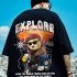 Summer Large Size Loose T shirt For Men Half Sleeves Trendy Printing Round Neck Pullover Tops For Couple G107 Black 5XL