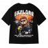 Summer Large Size Loose T shirt For Men Half Sleeves Trendy Printing Round Neck Pullover Tops For Couple G108 black L