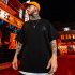 Summer Large Size Loose T shirt For Men Half Sleeves Trendy Printing Round Neck Pullover Tops For Couple G108 black L