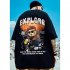 Summer Large Size Loose T shirt For Men Half Sleeves Trendy Printing Round Neck Pullover Tops For Couple G108 black L