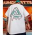 Summer Large Size Loose T shirt For Men Half Sleeves Trendy Printing Round Neck Pullover Tops For Couple G108 white L